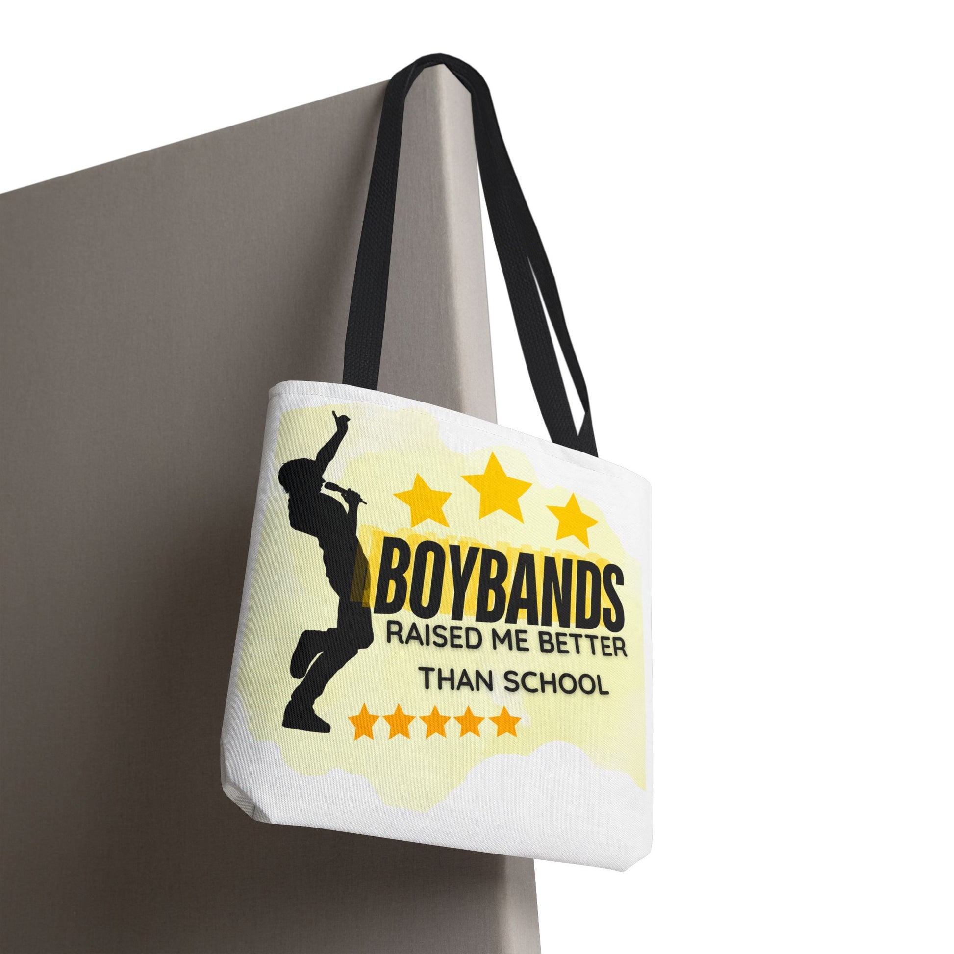 Boybands Raised Me Better Than School – Retro Music Tote, Nostalgic Music Tote, Cute Tote, Gift for Fangirls, Fan Merchandise, Artsy Bag, AOP Design - Mixtape Hearts