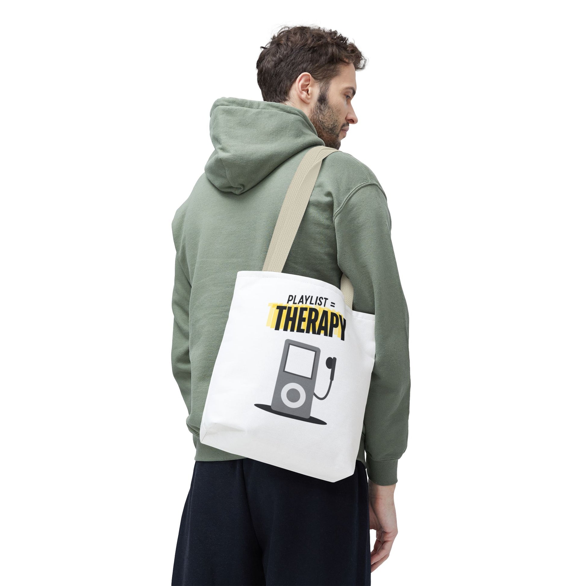 Playlist = Therapy Tote Bag – Nostalgic Music Tote, Cute Tote, Gift for Fangirls, Fan Merchandise, Artsy Bag, AOP Design - Mixtape Hearts