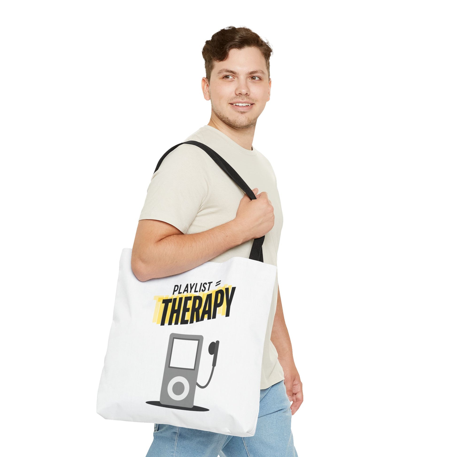 Playlist = Therapy Tote Bag – Nostalgic Music Tote, Cute Tote, Gift for Fangirls, Fan Merchandise, Artsy Bag, AOP Design - Mixtape Hearts