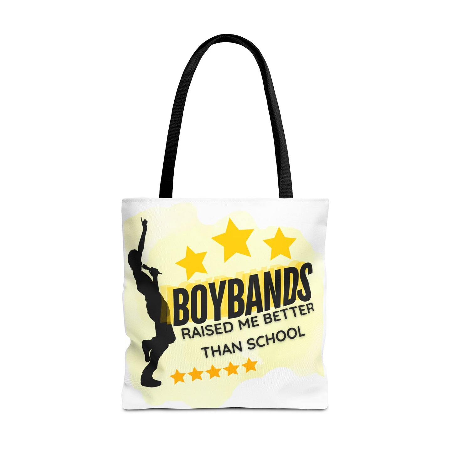 Boybands Raised Me Better Than School – Retro Music Tote, Nostalgic Music Tote, Cute Tote, Gift for Fangirls, Fan Merchandise, Artsy Bag, AOP Design - Mixtape Hearts
