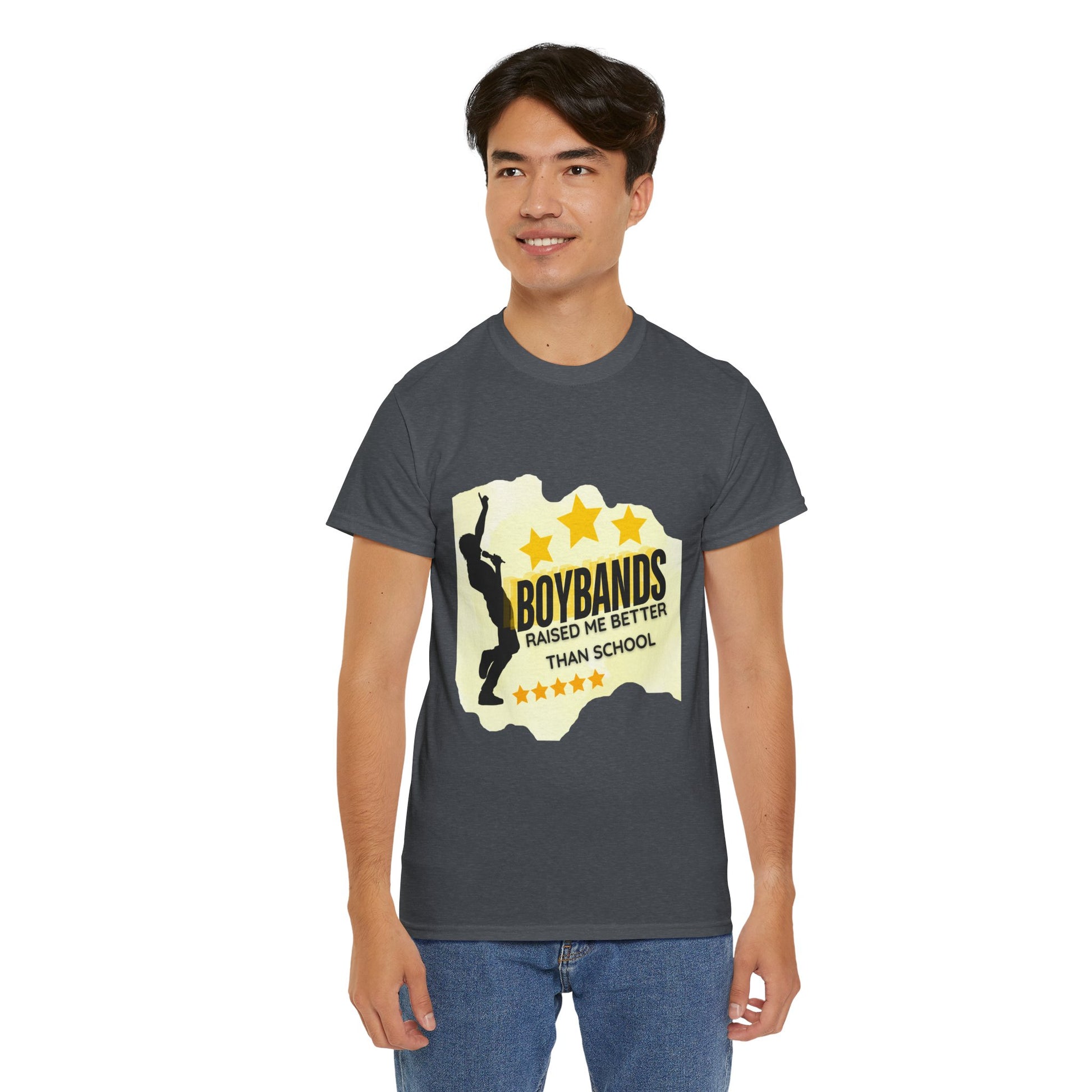 Boybands Raised Me Better Than School – Retro Fan Tee – Retro Pop Music Tee, Casual Tee, Graphic T-Shirt, Gift for Fans, Summer Wear, Everyday Comfort - Mixtape Hearts