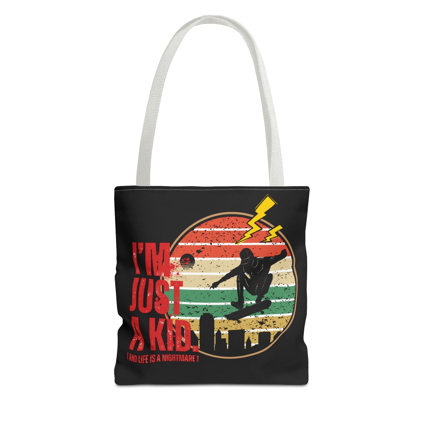 I’m Just a Kid Tote Bag – 2000s Pop Punk Aesthetic Canvas Bag for Emo Fans | Fun and Stylish Carryall | Great for School, Beach, Gifts, Everyday Use, AOP Design - Mixtape Hearts