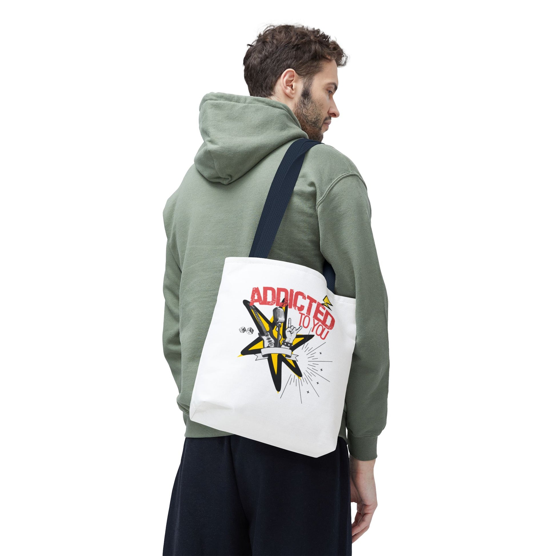 "Addicted to You" – Emotional Baggage Carry-All Tote | Pop Art Style, Gift for Music Lovers, Stylish Canvas Bag for Shopping, Fun Everyday Use, Unique [...] - Mixtape Hearts