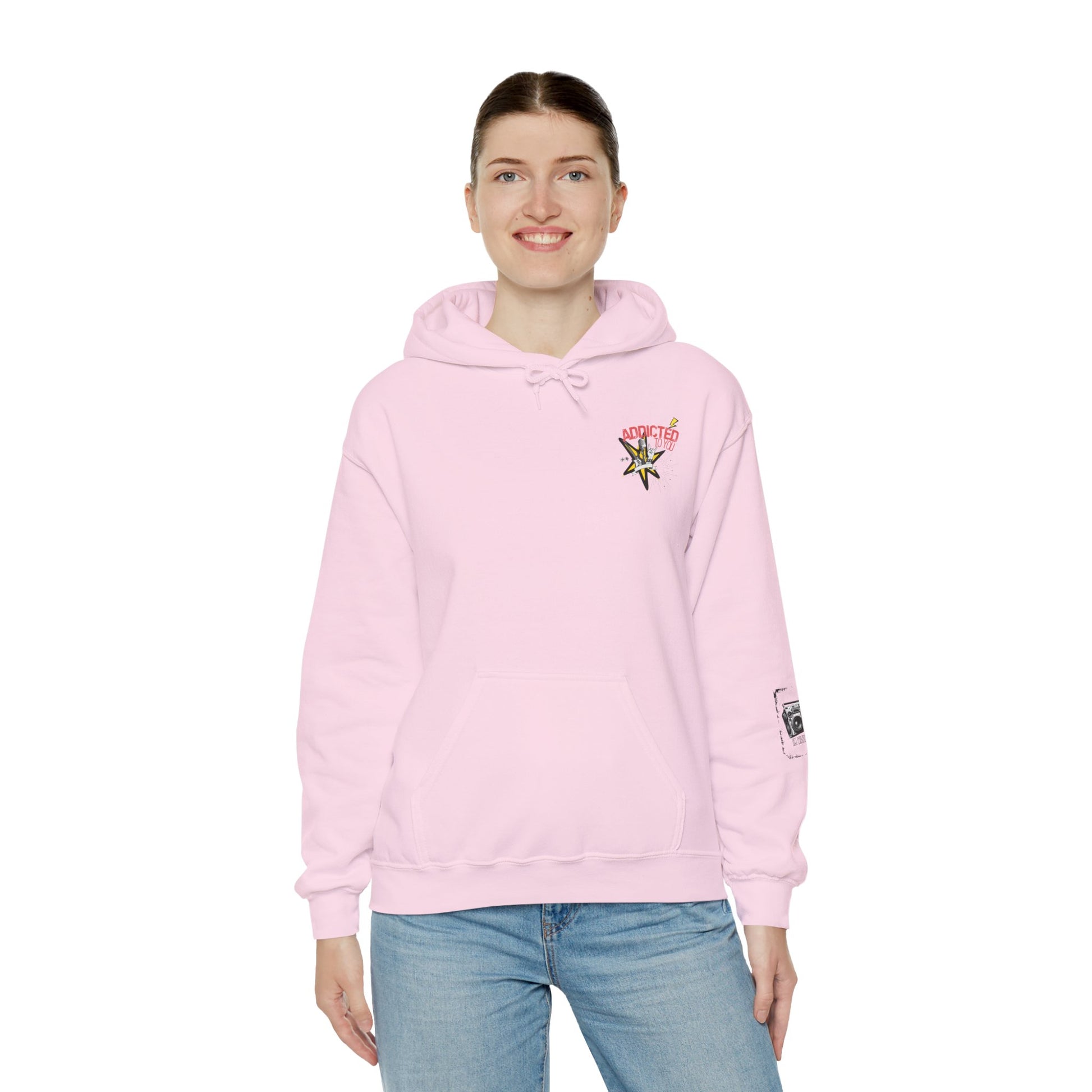"Addicted to You" – Hoodie for the Lovesick & Lyrical - Addicted to You, Cute Gift for Her, Stylish Streetwear, Cozy Layering Piece, Unique Graphic Hoodie - Mixtape Hearts