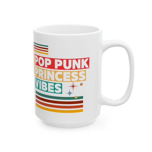 Pop Punk Princess Vibes – Y2K Scene Girl Mug– Retro Music Lover Mug – Nostalgic Fangirl Mug– Vintage 90s Coffee Mug - Fun Coffee Cup for Moms, Gifts for Mother's Day, Personalized Drinkware, Funny Mama Mug, Everyday Use - Mixtape Hearts