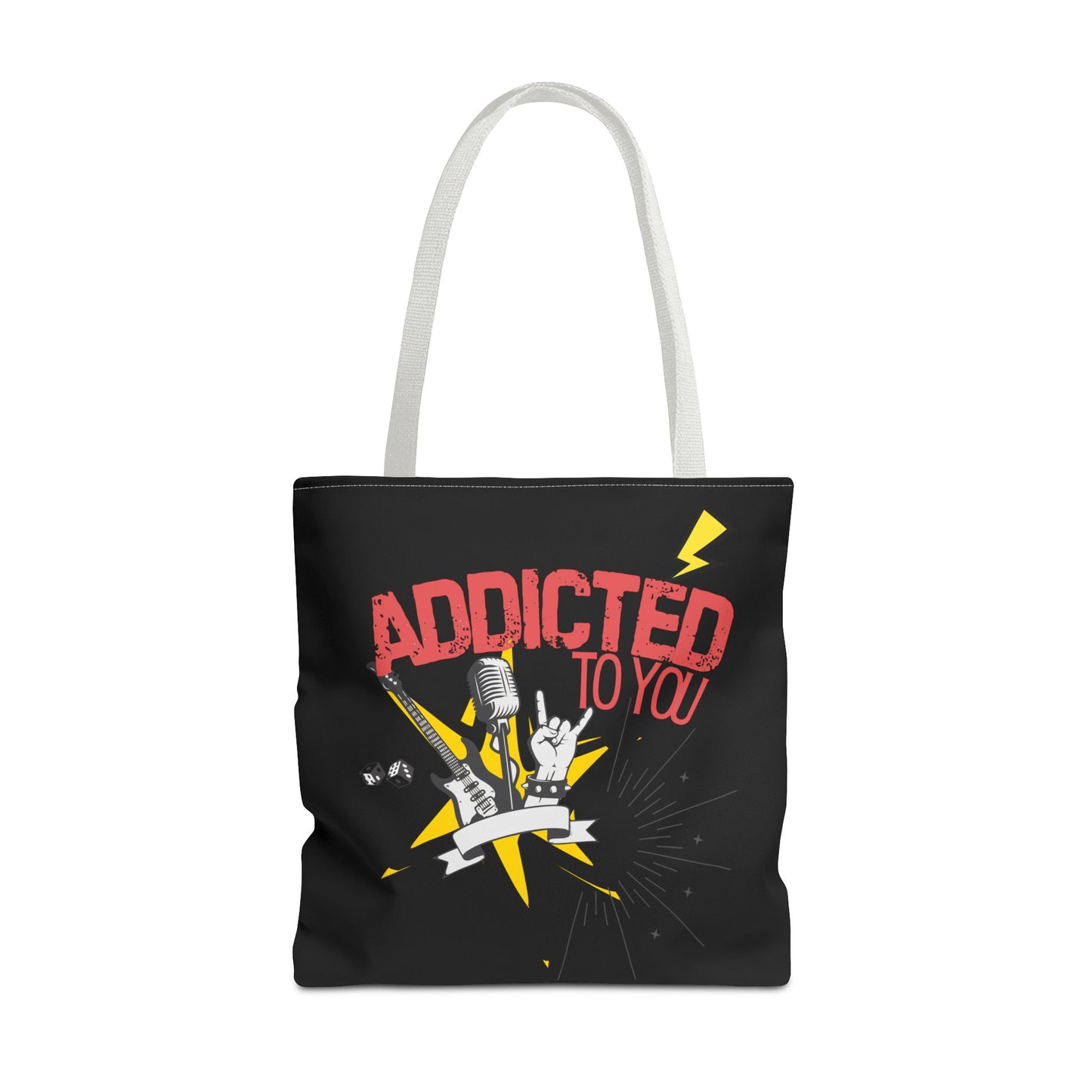 "Addicted to You" – Emotional Baggage Carry-All Tote, Music Lover Gift, Rock & Roll Style, Concert Tote, Gift for Him/Her, Festival Essentials - Mixtape Hearts