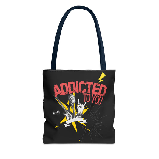 "Addicted to You" – Emotional Baggage Carry-All Tote, Music Lover Gift, Rock & Roll Style, Concert Tote, Gift for Him/Her, Festival Essentials - Mixtape Hearts