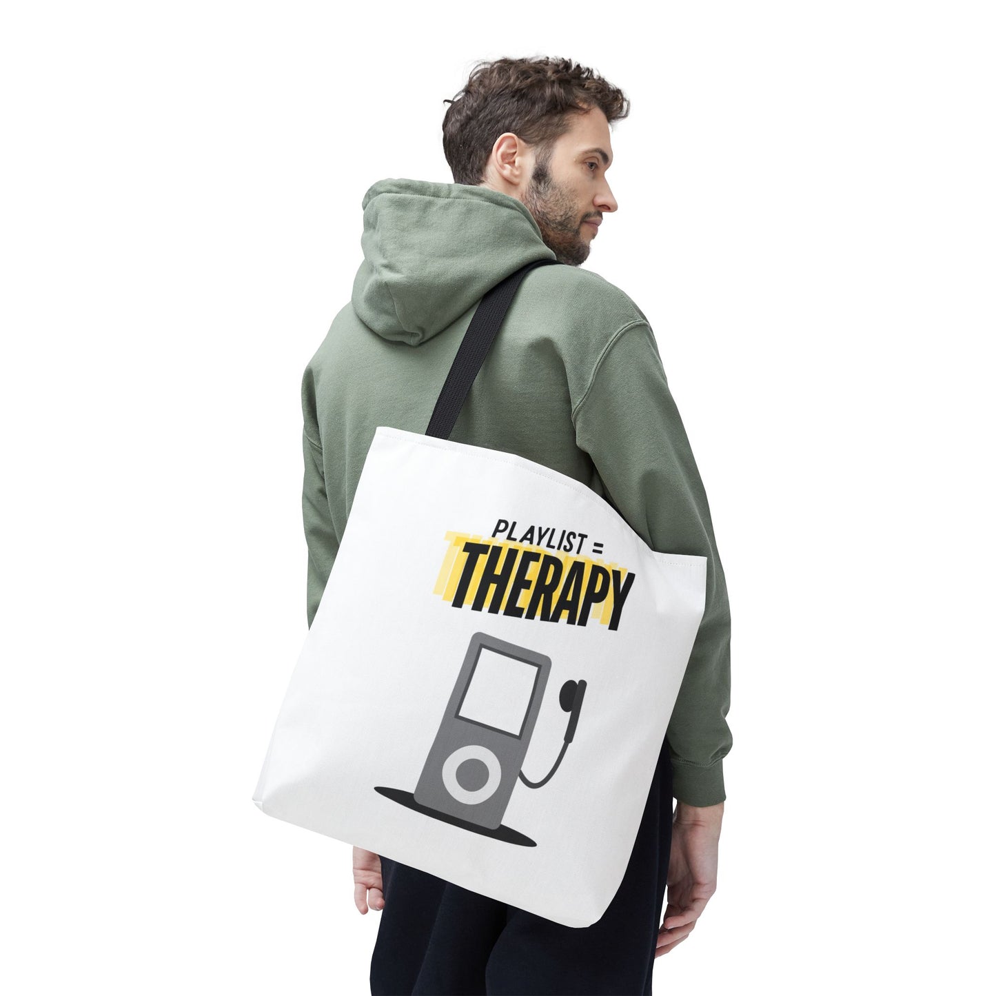 Playlist = Therapy Tote Bag – Nostalgic Music Tote, Cute Tote, Gift for Fangirls, Fan Merchandise, Artsy Bag, AOP Design - Mixtape Hearts