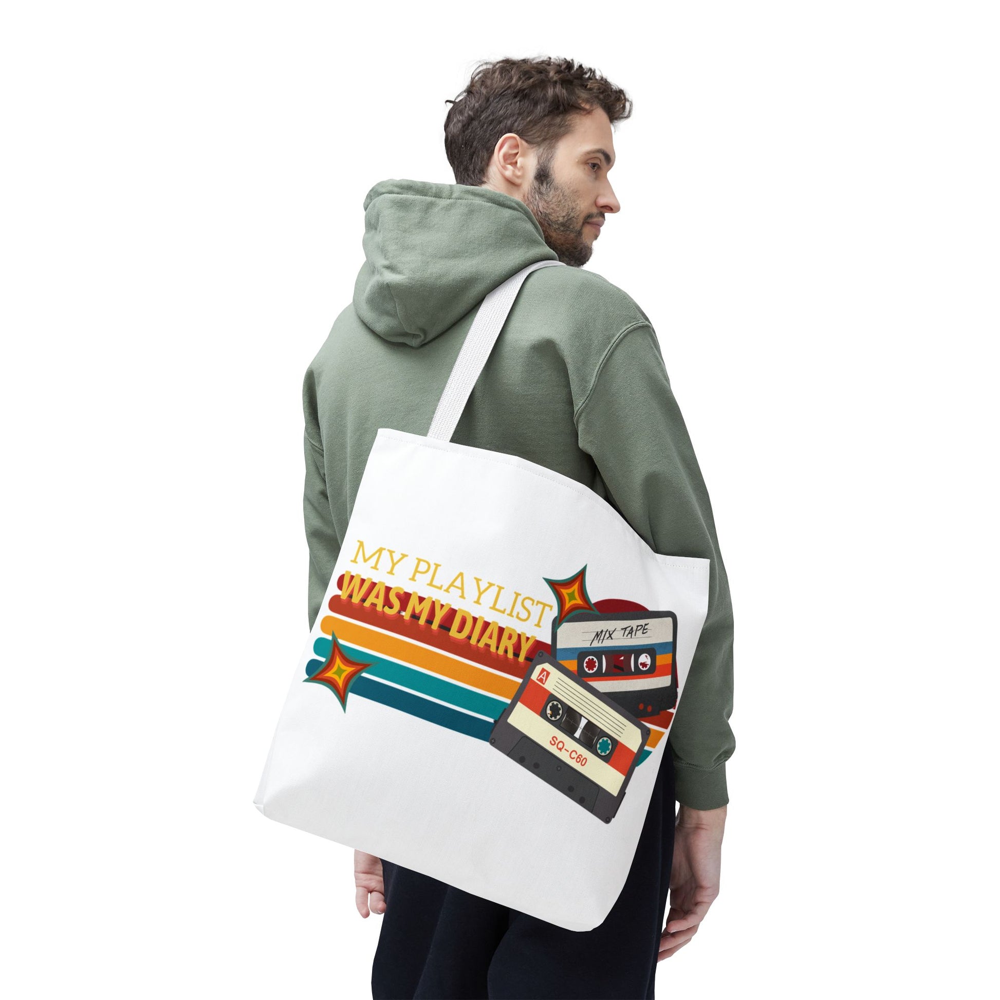 My Playlist Was My Diary – Emotional Era Tote Bag - AOP, Fun and Stylish, Perfect for Music Lovers, Gift for Friends, Everyday Use, Beach Bag, Eco-Friendly - Mixtape Hearts