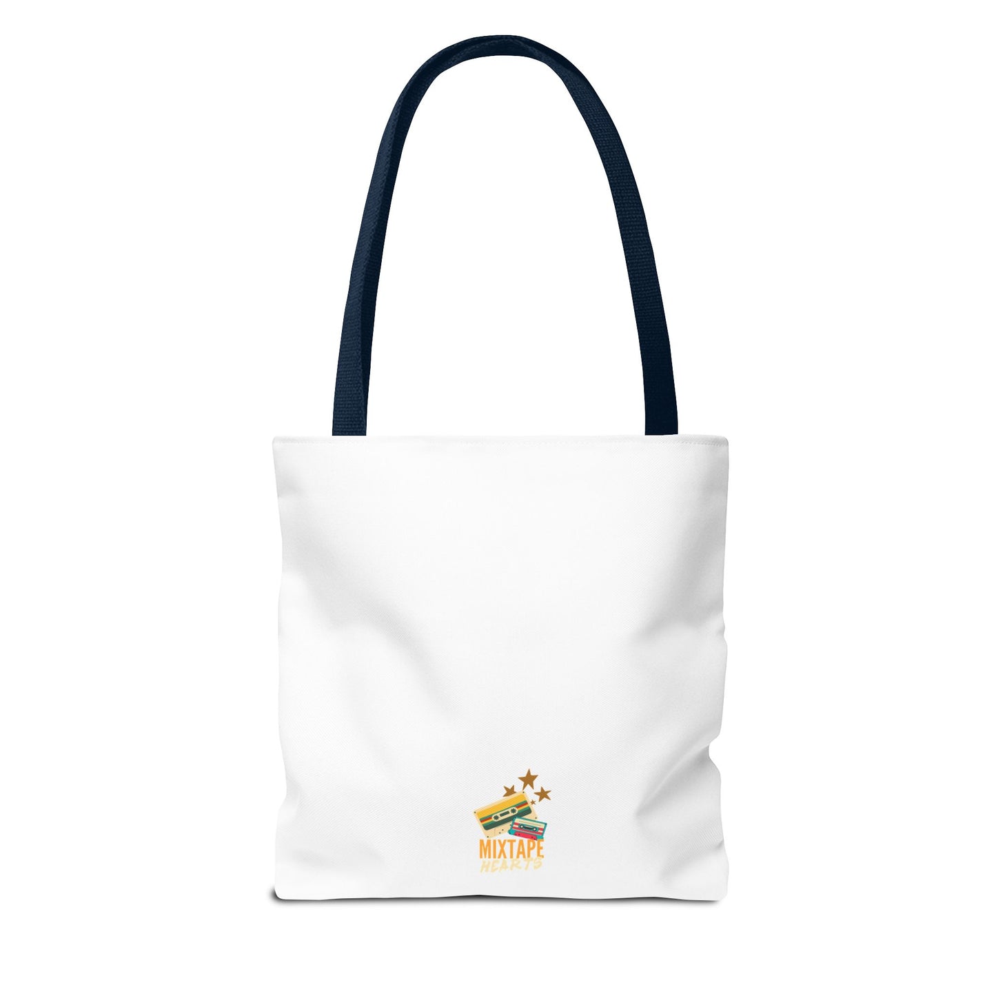 Playlist = Therapy Tote Bag – Nostalgic Music Tote, Cute Tote, Gift for Fangirls, Fan Merchandise, Artsy Bag, AOP Design - Mixtape Hearts