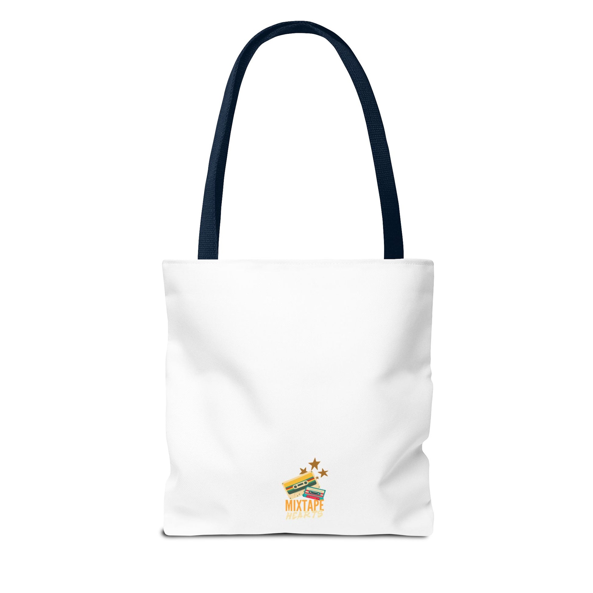 Playlist = Therapy Tote Bag – Nostalgic Music Tote, Cute Tote, Gift for Fangirls, Fan Merchandise, Artsy Bag, AOP Design - Mixtape Hearts