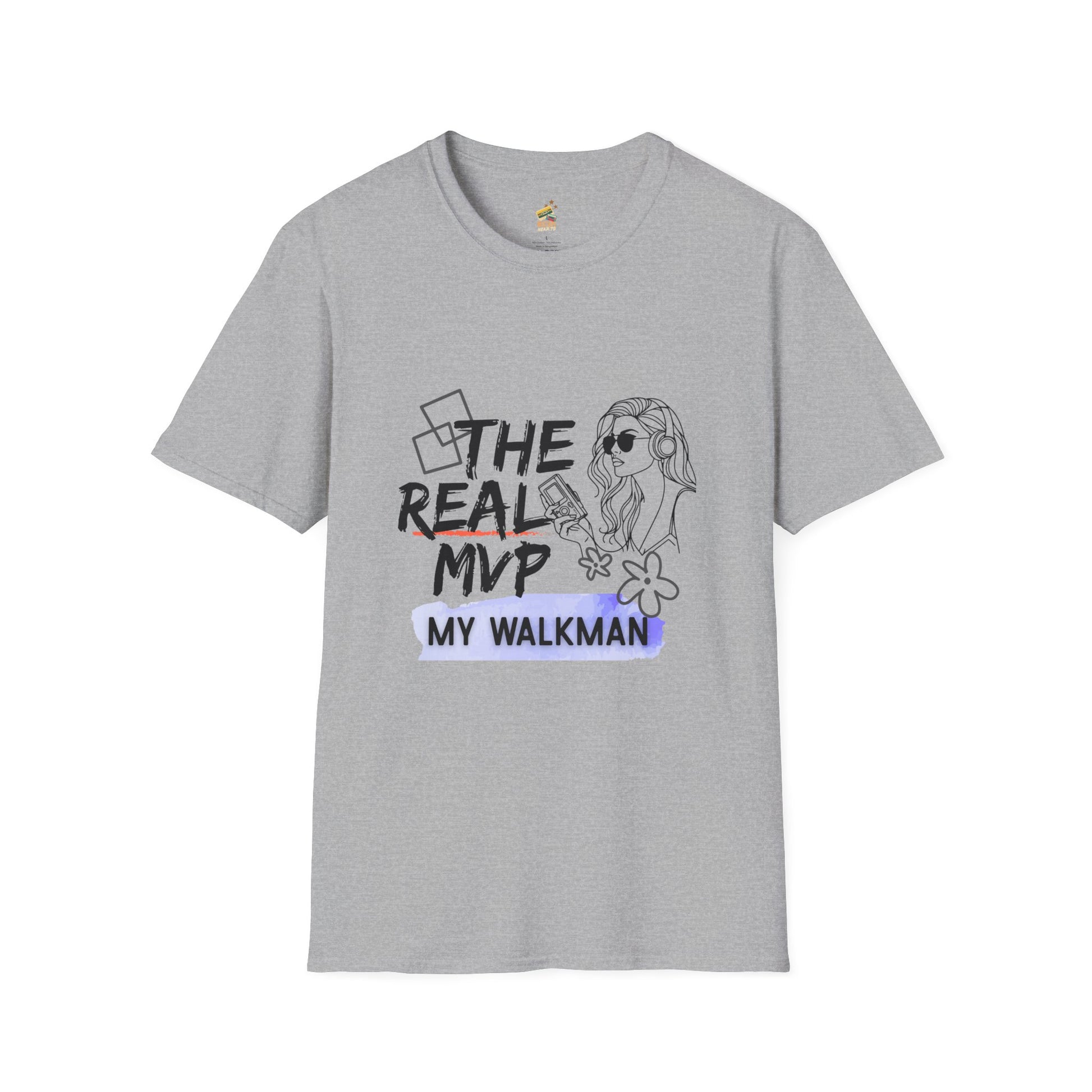 The Real MVP: My Walkman – 90s Nostalgia Unisex Tee| Gift for Walkman Fans, Vintage Style Tee, Casual Wear, Concert Outfit, Unisex Apparel - Mixtape Hearts