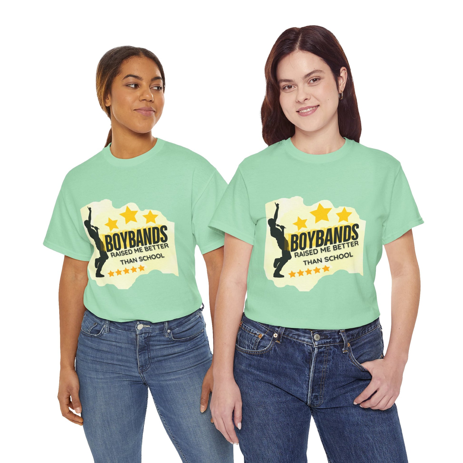 Boybands Raised Me Better Than School – Retro Fan Tee – Retro Pop Music Tee, Casual Tee, Graphic T-Shirt, Gift for Fans, Summer Wear, Everyday Comfort - Mixtape Hearts