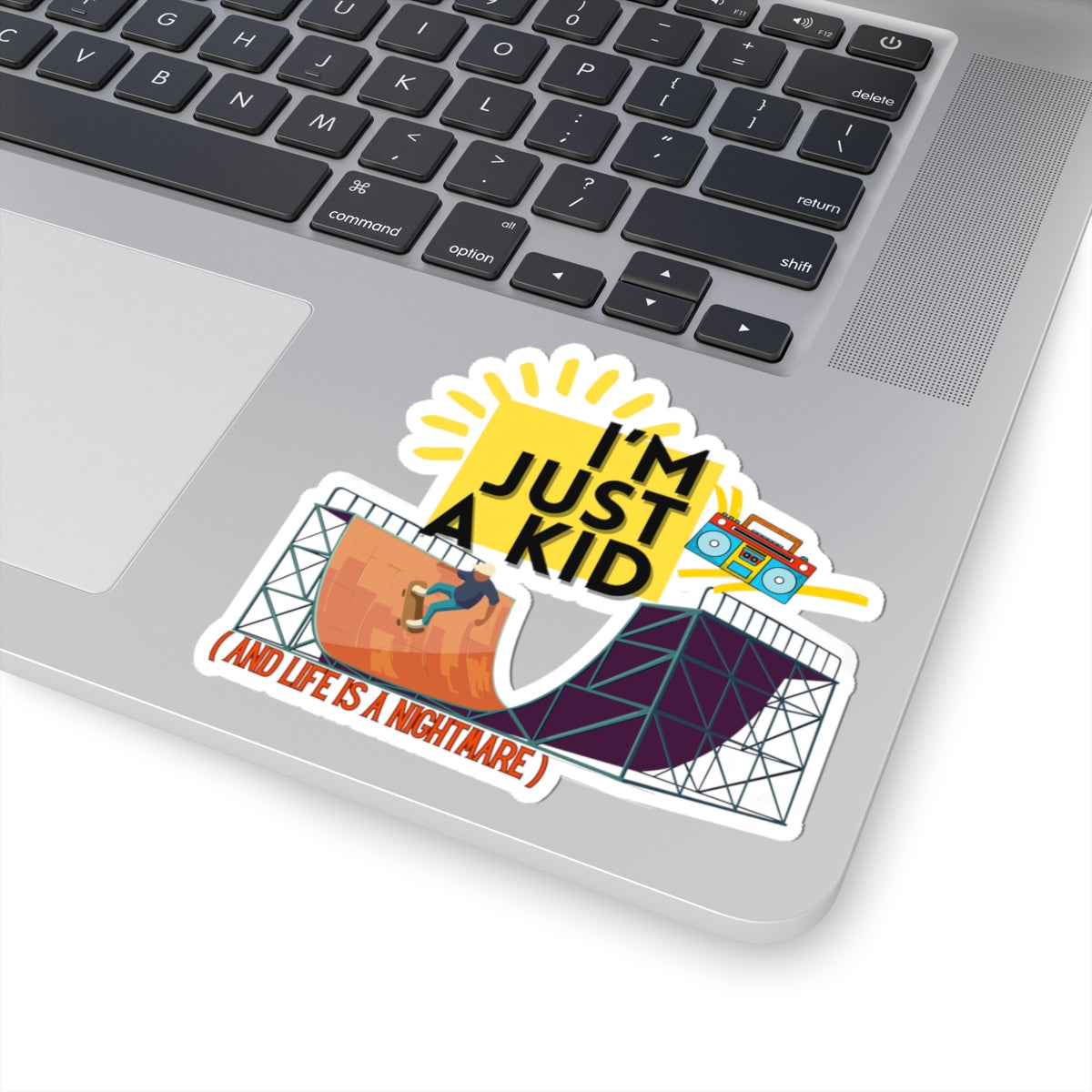"I’m Just a Kid" Pop Punk Kiss-Cut Sticker - Nostalgic Vibes for Fun Decor, Perfect for Kids, Teens, and Parents, Great for Birthdays, Parties, or School! - Mixtape Hearts