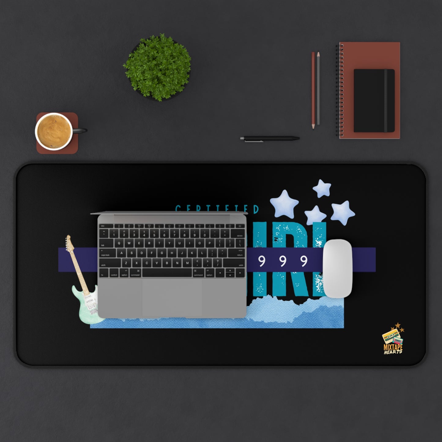 Certified Fangirl Since 1999 – Pop Music Desk Mat - Perfect for Home Office, Gamer Setup, School, Gift for Fans, Music Lovers, Birthday - Mixtape Hearts