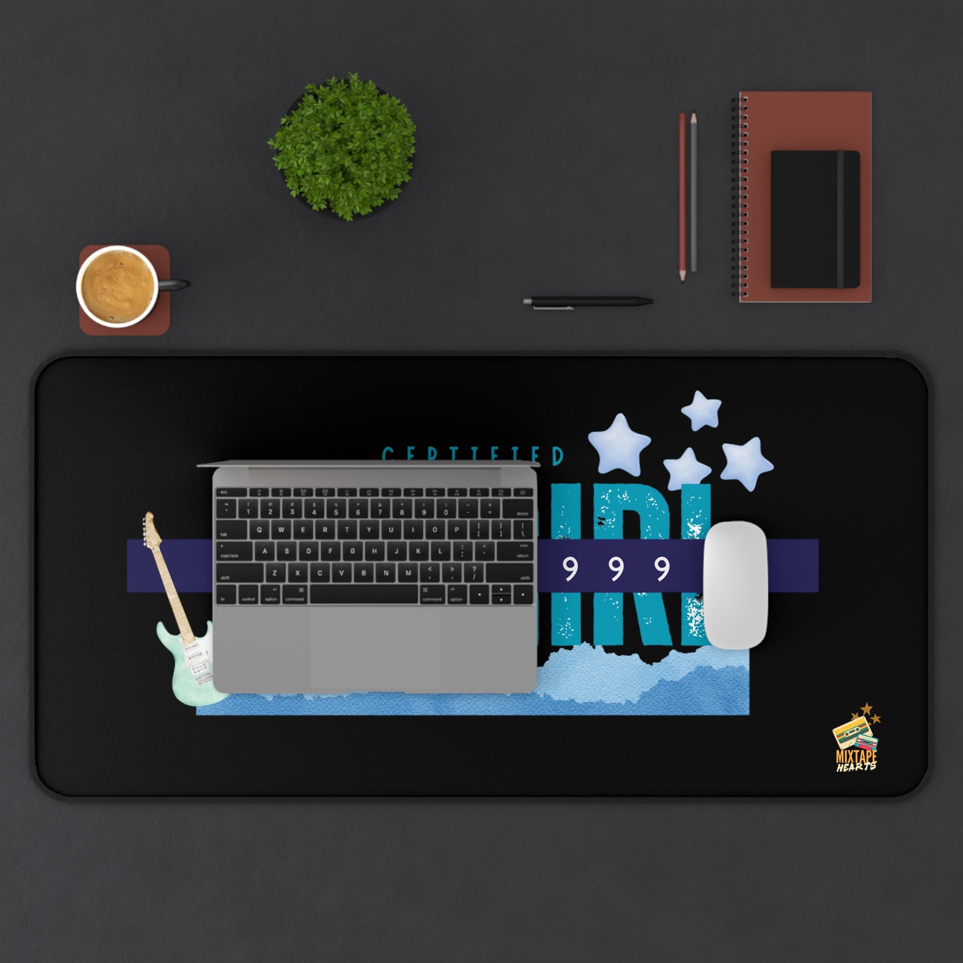 Certified Fangirl Since 1999 – Pop Music Desk Mat - Perfect for Home Office, Gamer Setup, School, Gift for Fans, Music Lovers, Birthday - Mixtape Hearts