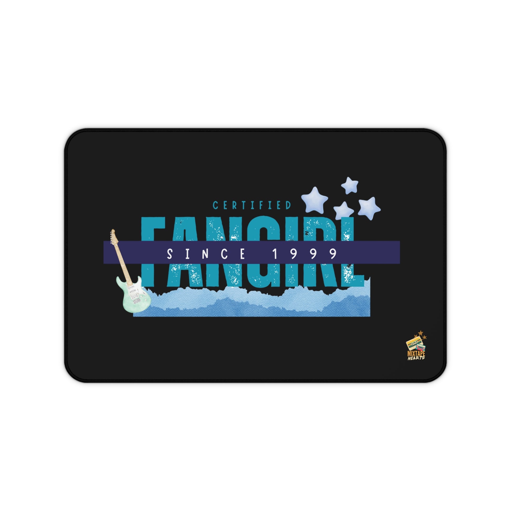 Certified Fangirl Since 1999 – Pop Music Desk Mat - Perfect for Home Office, Gamer Setup, School, Gift for Fans, Music Lovers, Birthday - Mixtape Hearts