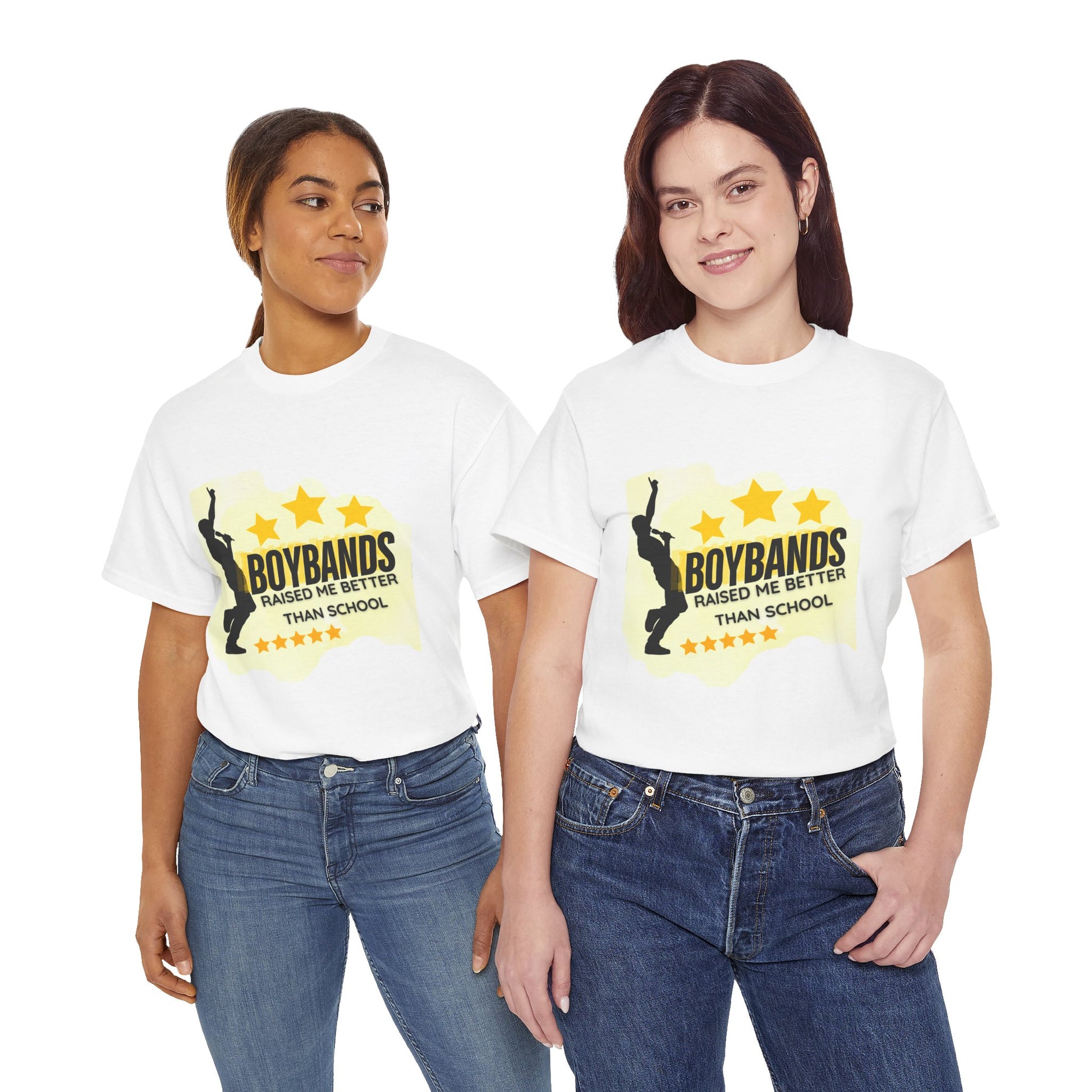 Boybands Raised Me Better Than School – Retro Fan Tee – Retro Pop Music Tee, Casual Tee, Graphic T-Shirt, Gift for Fans, Summer Wear, Everyday Comfort - Mixtape Hearts