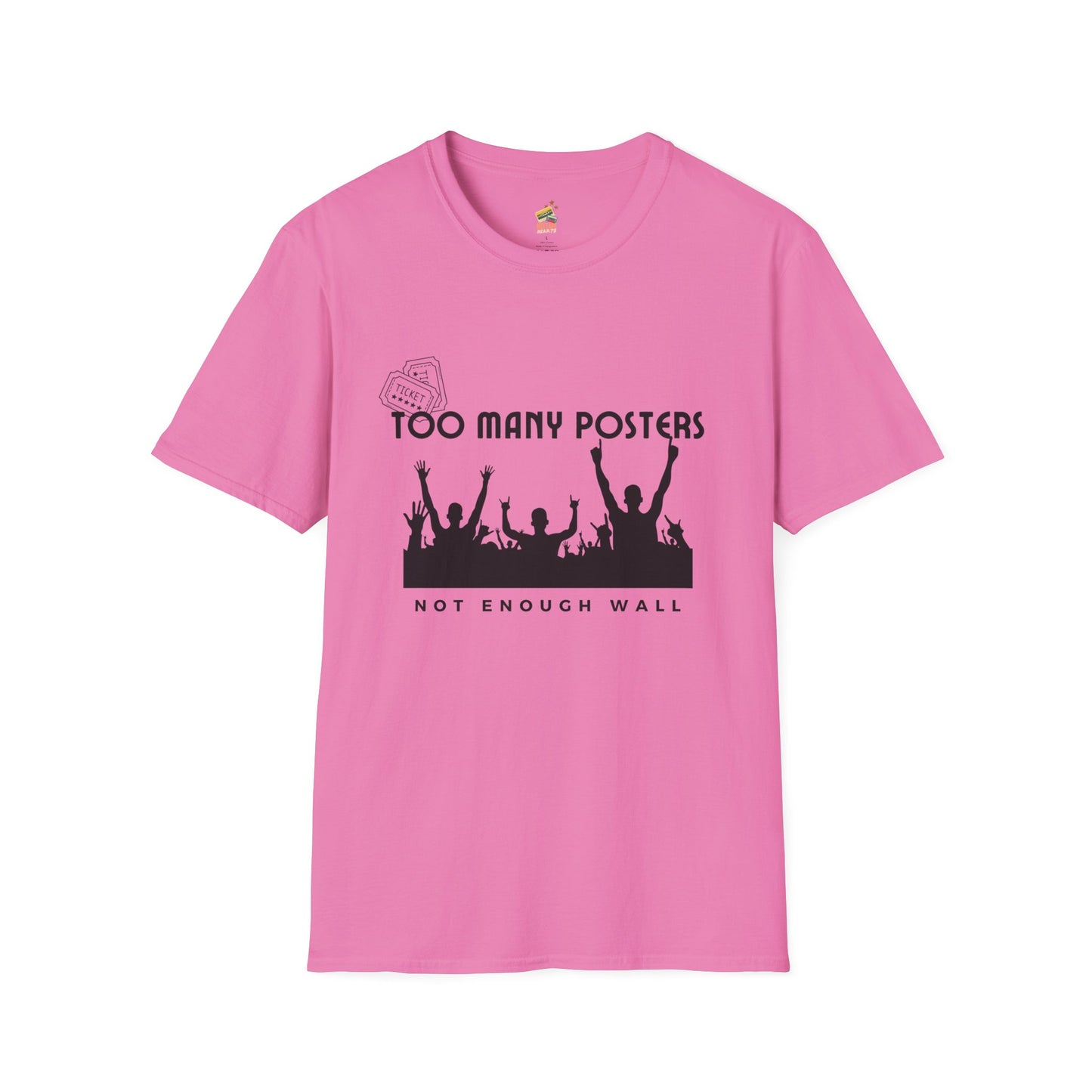 Too Many Posters, Not Enough Wall – 90s Nostalgia Unisex Tee| Gift for Walkman Fans, Vintage Style Tee, Casual Wear, Concert Outfit, Unisex Apparel - Mixtape Hearts
