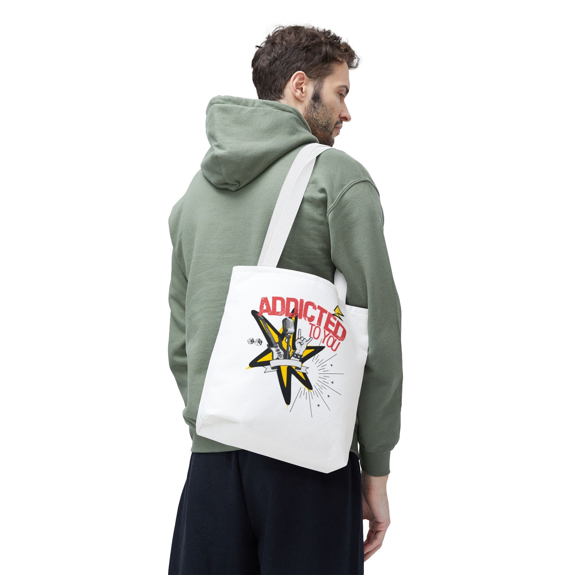 "Addicted to You" – Emotional Baggage Carry-All Tote | Pop Art Style, Gift for Music Lovers, Stylish Canvas Bag for Shopping, Fun Everyday Use, Unique [...] - Mixtape Hearts