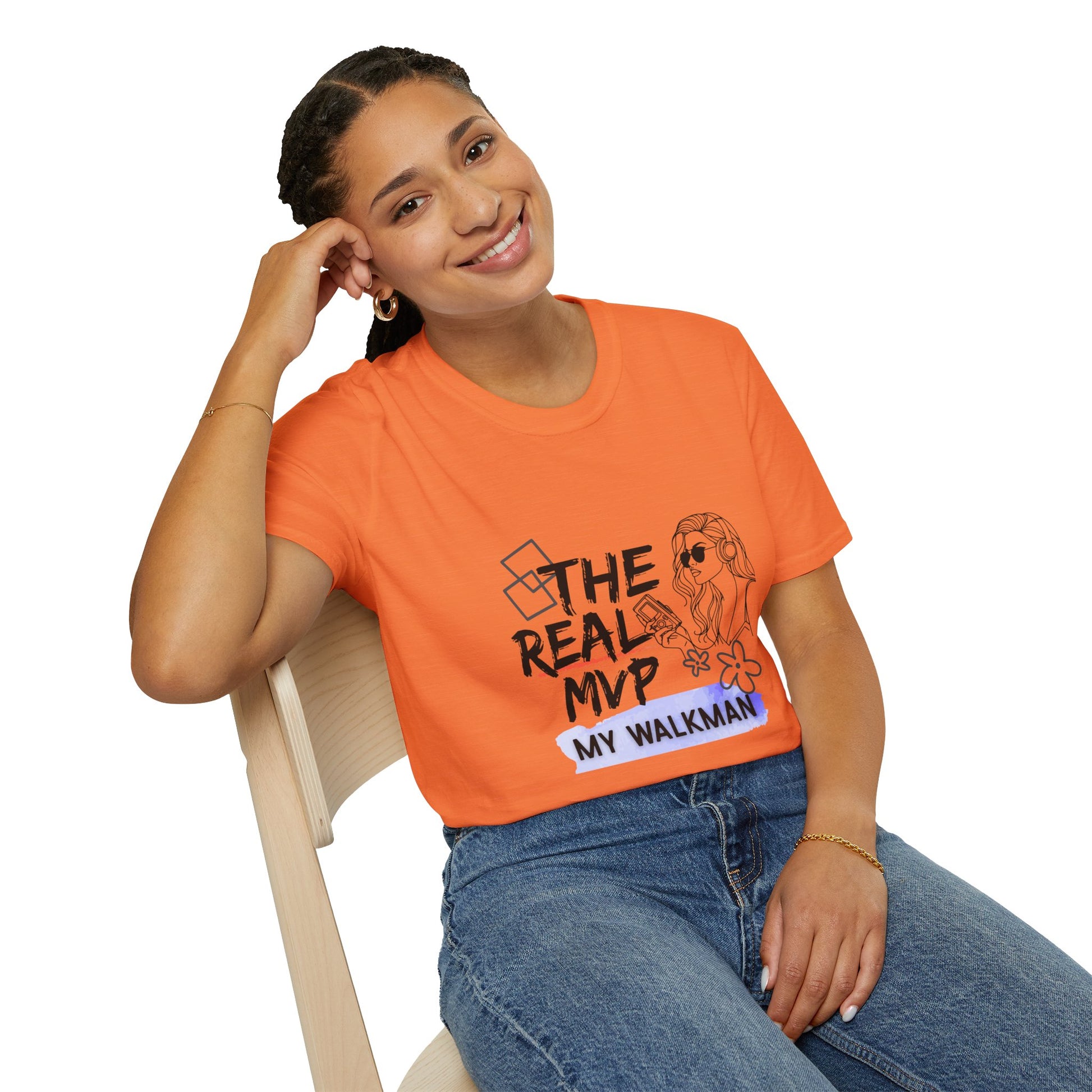 The Real MVP: My Walkman – 90s Nostalgia Unisex Tee| Gift for Walkman Fans, Vintage Style Tee, Casual Wear, Concert Outfit, Unisex Apparel - Mixtape Hearts