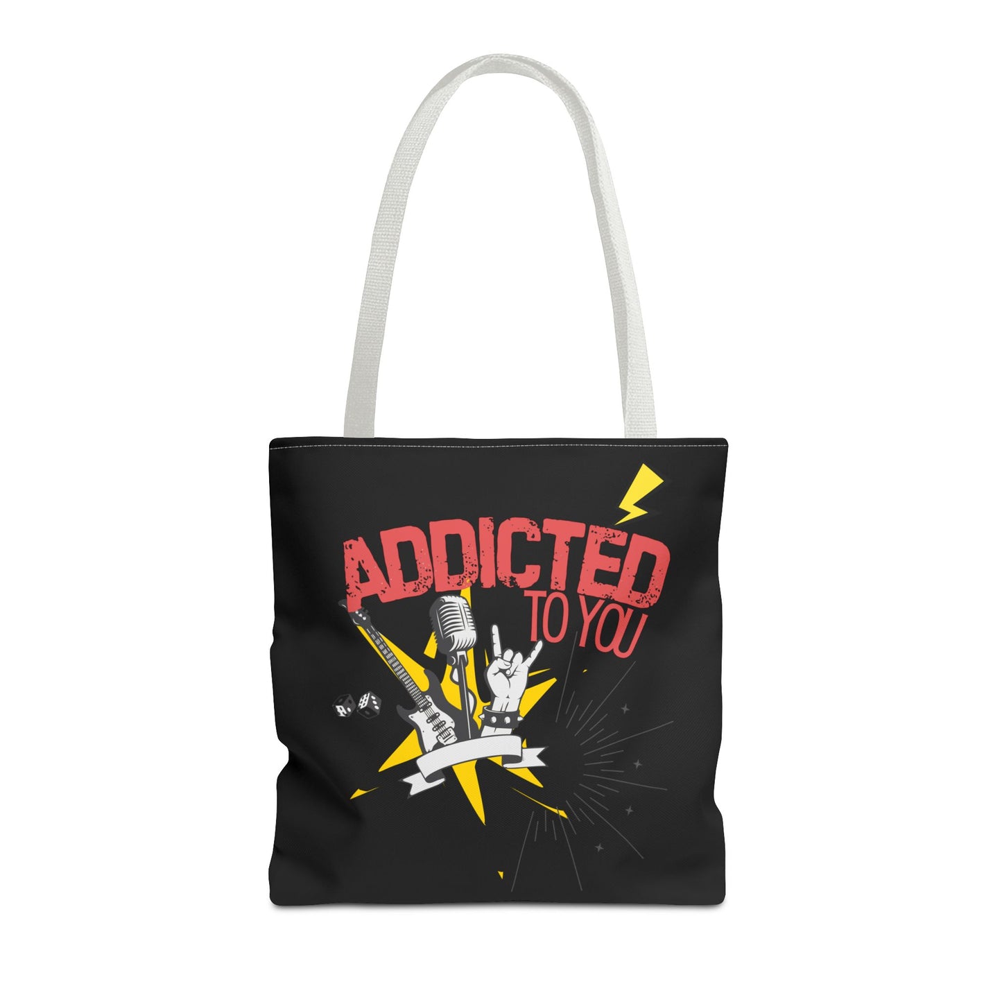 "Addicted to You" – Emotional Baggage Carry-All Tote, Music Lover Gift, Rock & Roll Style, Concert Tote, Gift for Him/Her, Festival Essentials - Mixtape Hearts