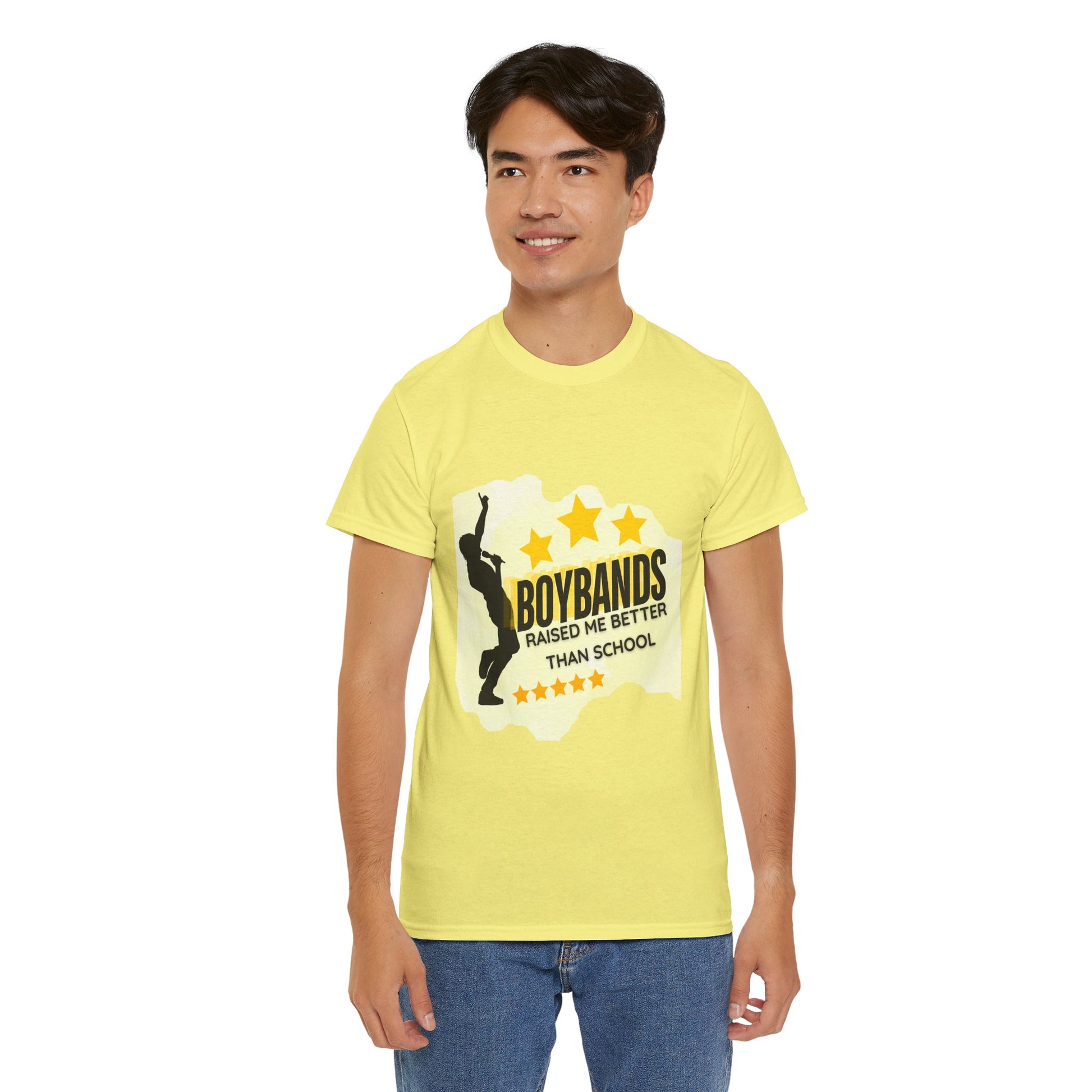 Boybands Raised Me Better Than School – Retro Fan Tee – Retro Pop Music Tee, Casual Tee, Graphic T-Shirt, Gift for Fans, Summer Wear, Everyday Comfort - Mixtape Hearts