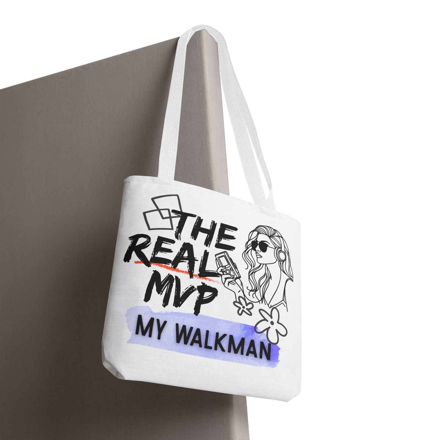 The Real MVP: My Walkman – Cassette Era Tote Bag - AOP, Fun and Stylish, Perfect for Music Lovers, Gift for Friends, Everyday Use, Beach Bag, Eco-Friendly - Mixtape Hearts