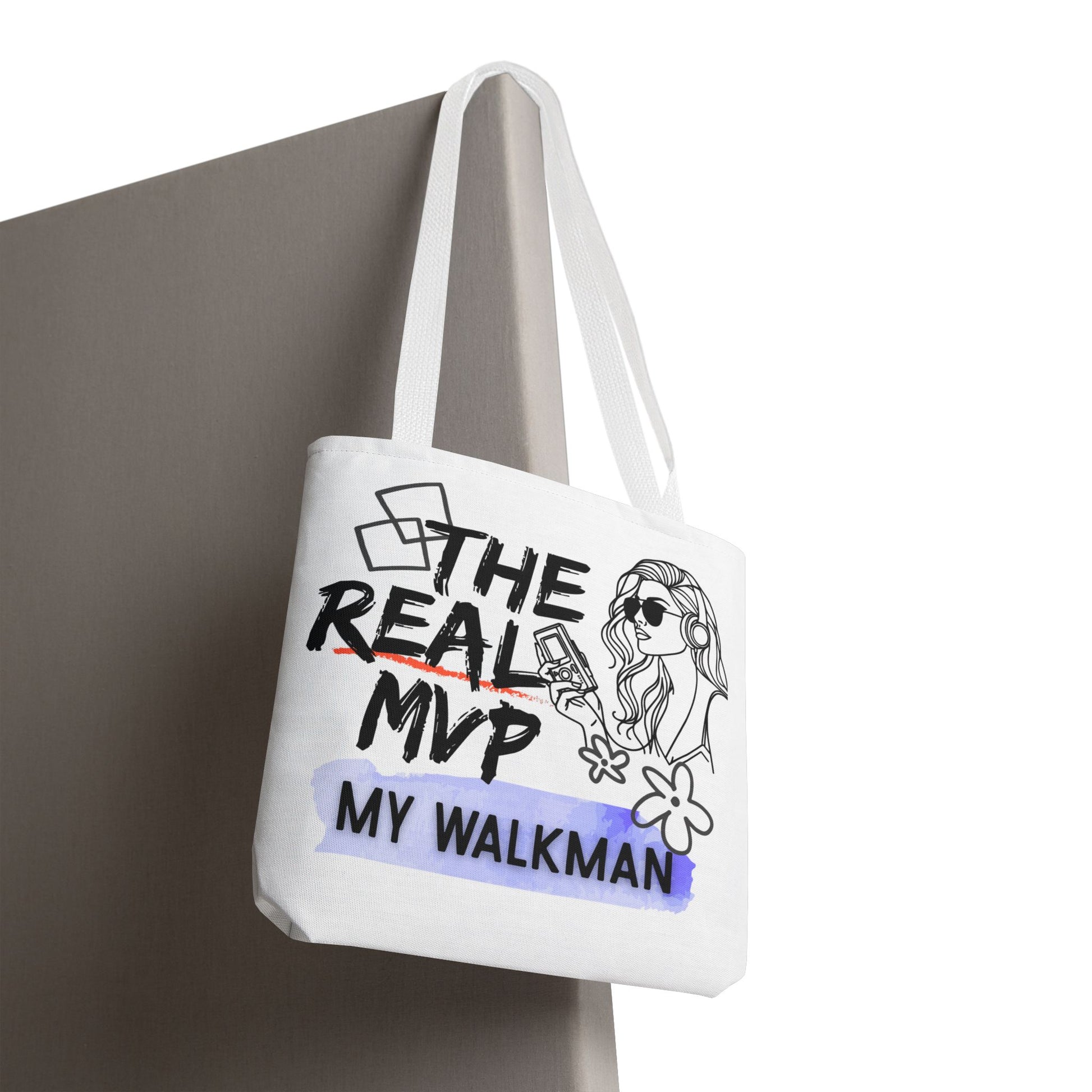 The Real MVP: My Walkman – Cassette Era Tote Bag - AOP, Fun and Stylish, Perfect for Music Lovers, Gift for Friends, Everyday Use, Beach Bag, Eco-Friendly - Mixtape Hearts