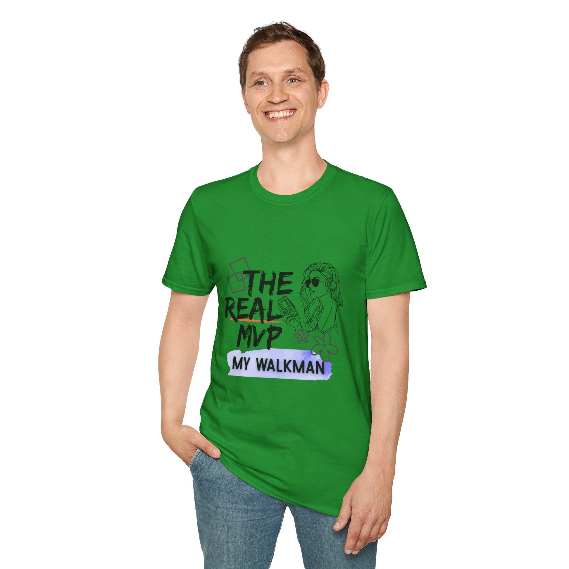 The Real MVP: My Walkman – 90s Nostalgia Unisex Tee| Gift for Walkman Fans, Vintage Style Tee, Casual Wear, Concert Outfit, Unisex Apparel - Mixtape Hearts