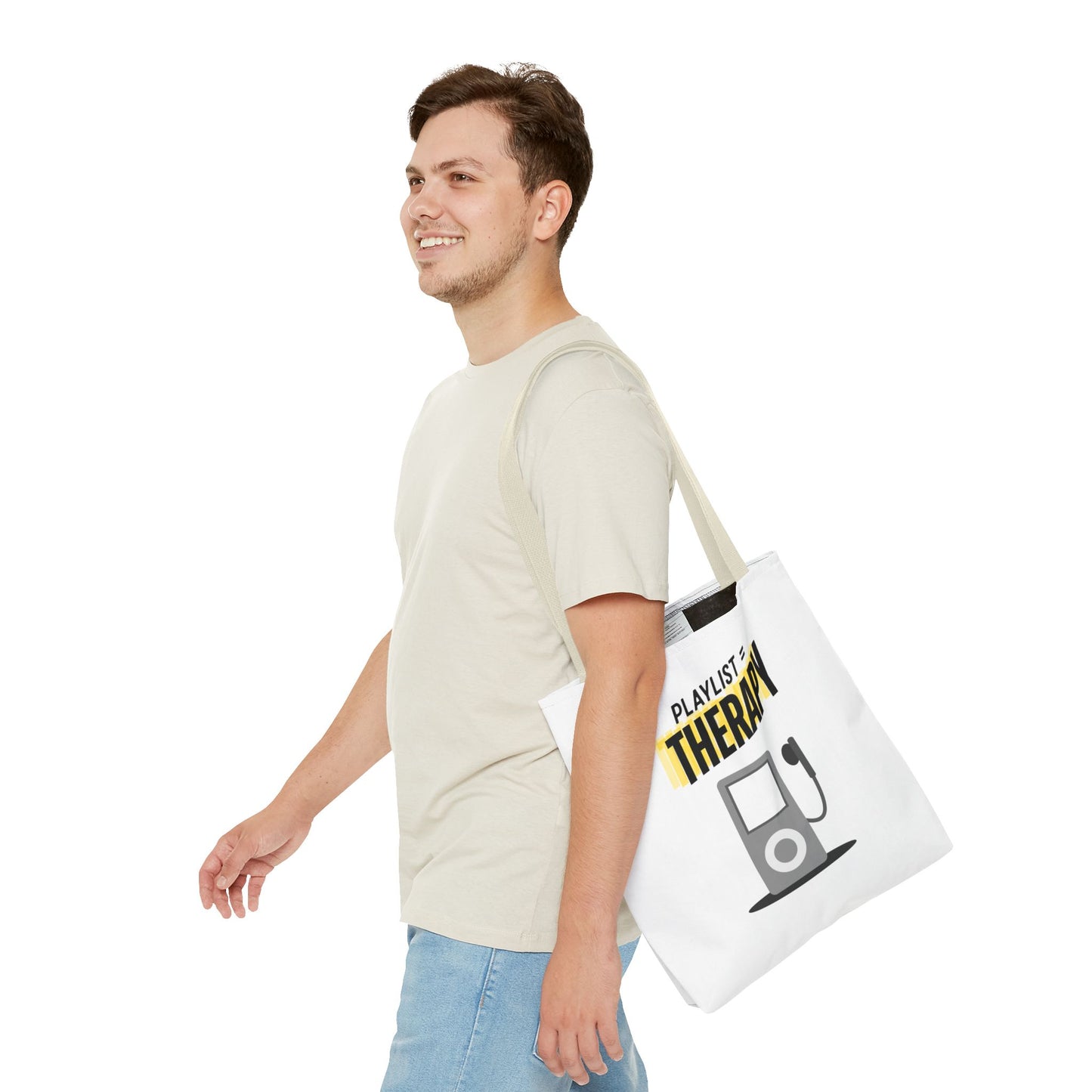 Playlist = Therapy Tote Bag – Nostalgic Music Tote, Cute Tote, Gift for Fangirls, Fan Merchandise, Artsy Bag, AOP Design - Mixtape Hearts