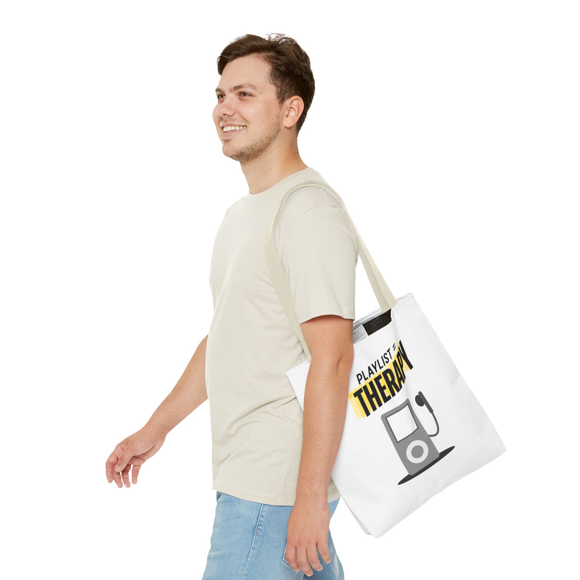 Playlist = Therapy Tote Bag – Nostalgic Music Tote, Cute Tote, Gift for Fangirls, Fan Merchandise, Artsy Bag, AOP Design - Mixtape Hearts