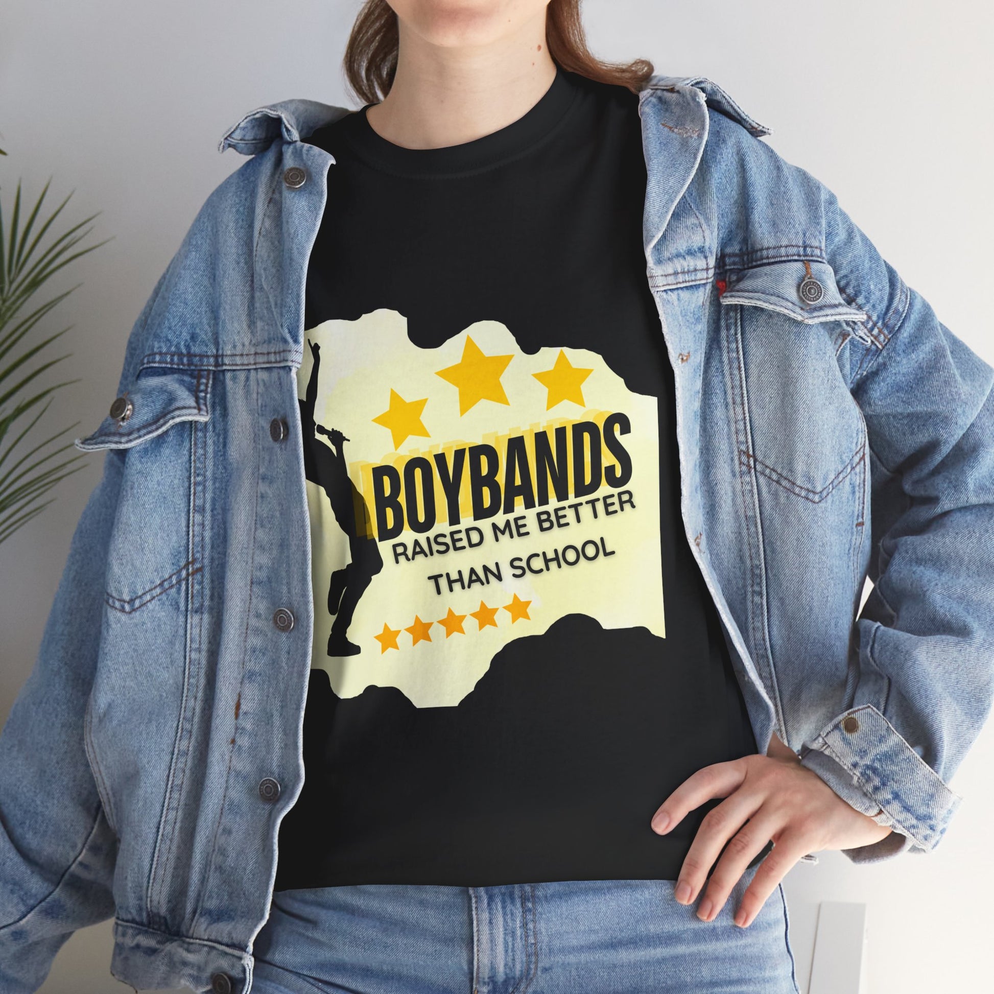 Boybands Raised Me Better Than School – Retro Fan Tee – Retro Pop Music Tee, Casual Tee, Graphic T-Shirt, Gift for Fans, Summer Wear, Everyday Comfort - Mixtape Hearts
